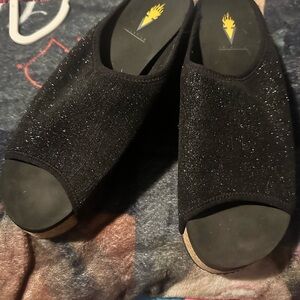 Volatile Black Glitter Mules